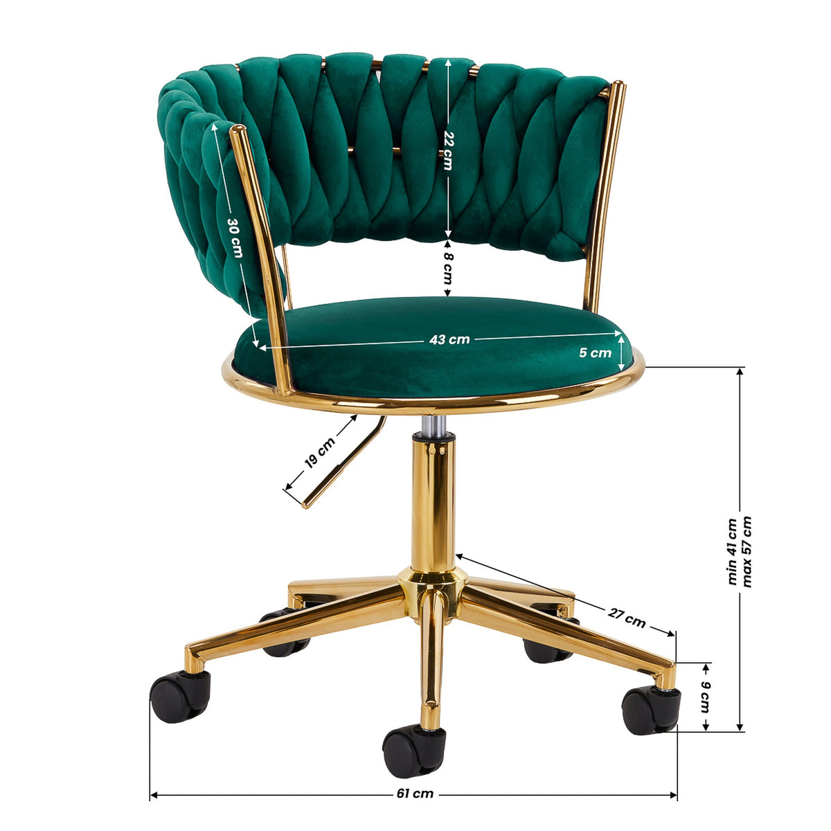4Rico Poltrona Girevole QS-GW01G in Velluto - Verde