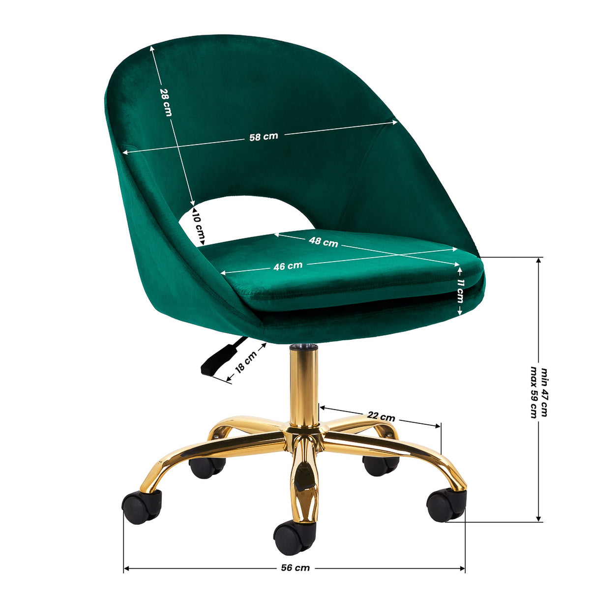 4Rico Poltrona Girevole QS-MF18G in Velluto - Verde