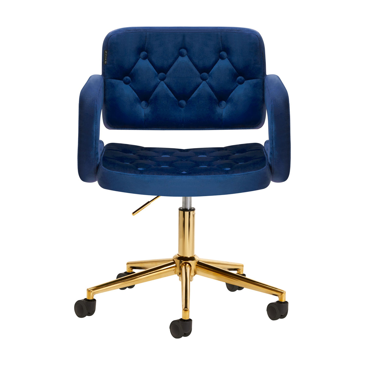 4Rico Poltrona Girevole QS-OF213G in Velluto - Blu Navy