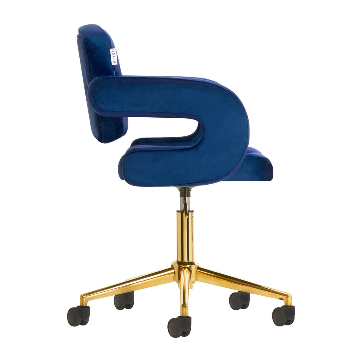 4Rico Poltrona Girevole QS-OF213G in Velluto - Blu Navy