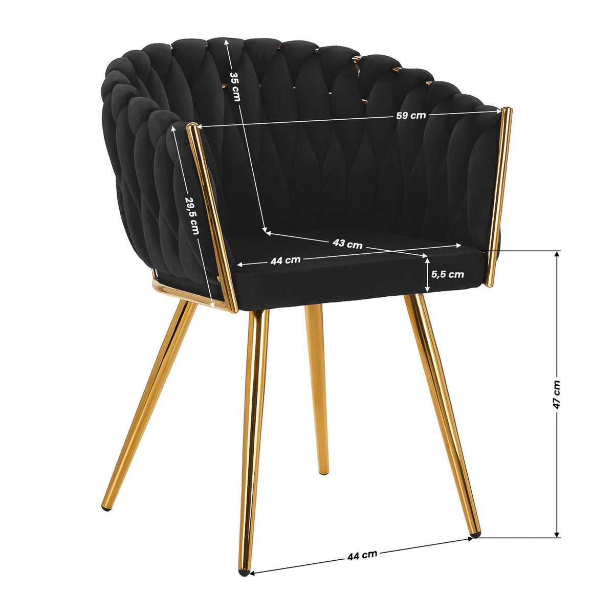 4Rico Poltrona QS-GW06G in Velluto - Nero
