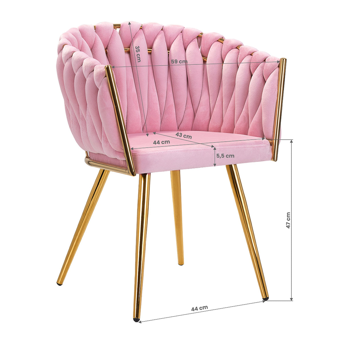 4Rico Poltrona QS-GW06G in Velluto - Rosa