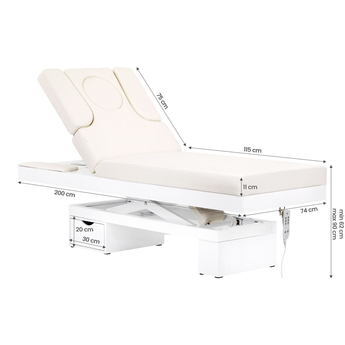 Azzurro Lettino Massaggio 815B Riscaldato con LED - Bianco
