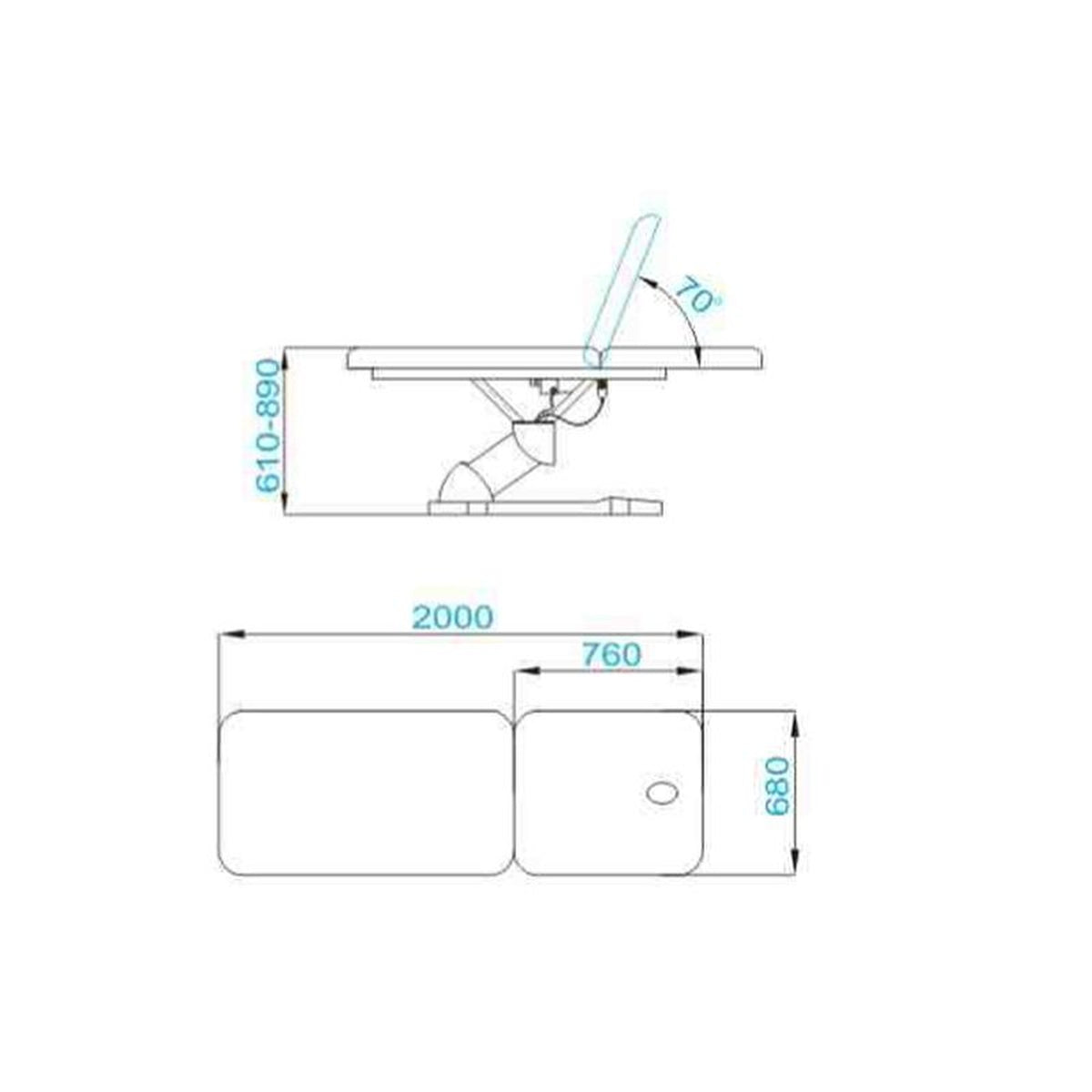 Azzurro Lettino Massaggio Elettrico 808 - Bianco