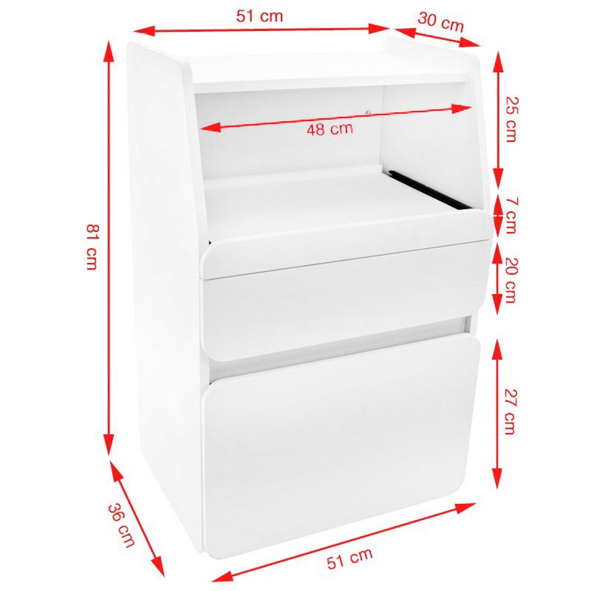 Azzurro Mobiletto per Manicure Midi 970 - Bianco