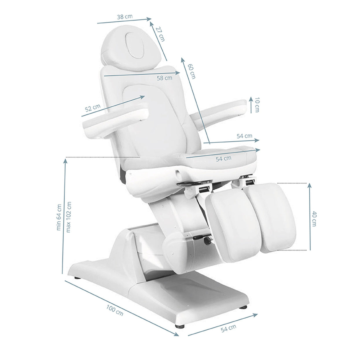 Azzurro Poltrona Lettino Elettrica 870S 3 Motori - Bianco