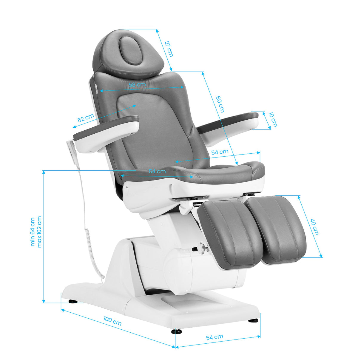 Azzurro Poltrona Lettino Elettrica 870S 3 Motori - Grigio