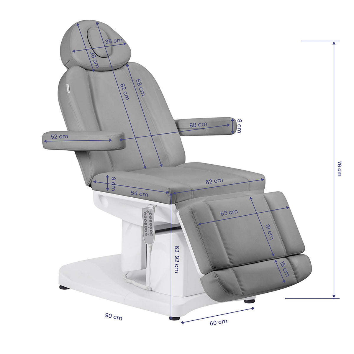 Azzurro Poltrona Lettino Elettrica Riscaldata 708A 4 Motori - Grigio