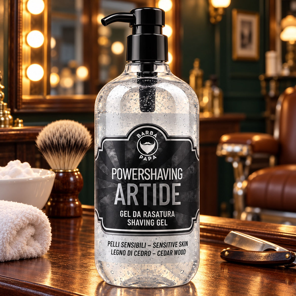 Barbapapà PowerShaving Artide Gel da Barba Pelli Sensibili - 1000ml