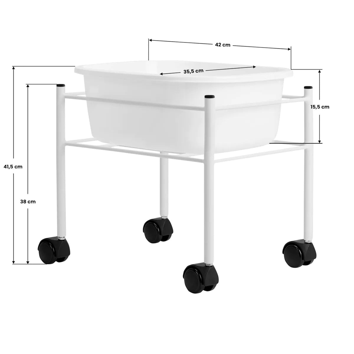 Carrello con Vaschetta V1 Pedicure Dritta - Bianco