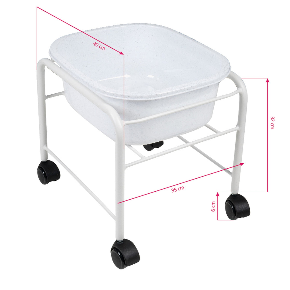 Carrello con Vaschetta V2 Pedicure Dritta - Bianco