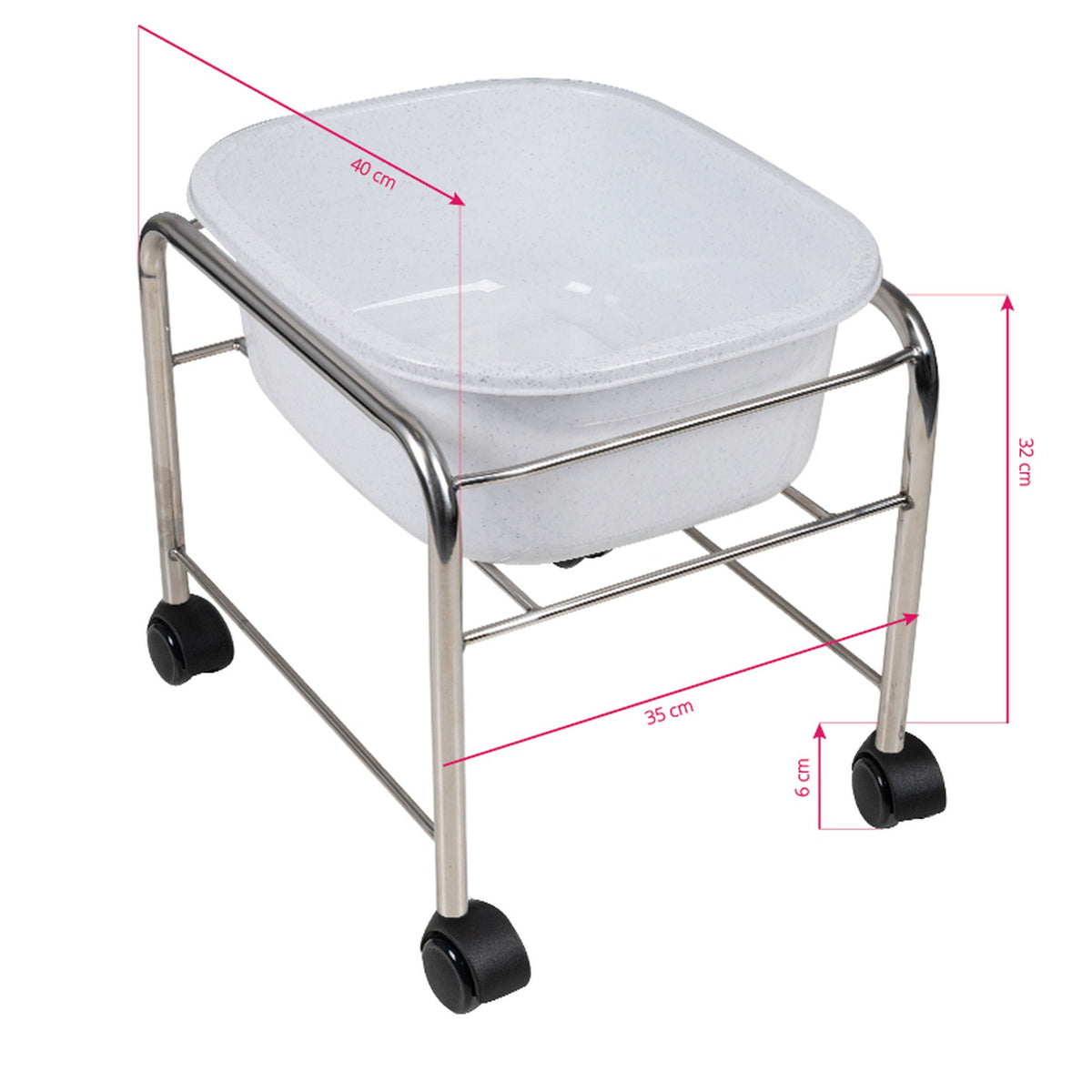 Carrello con Vaschetta V2 Pedicure Dritta - Cromo