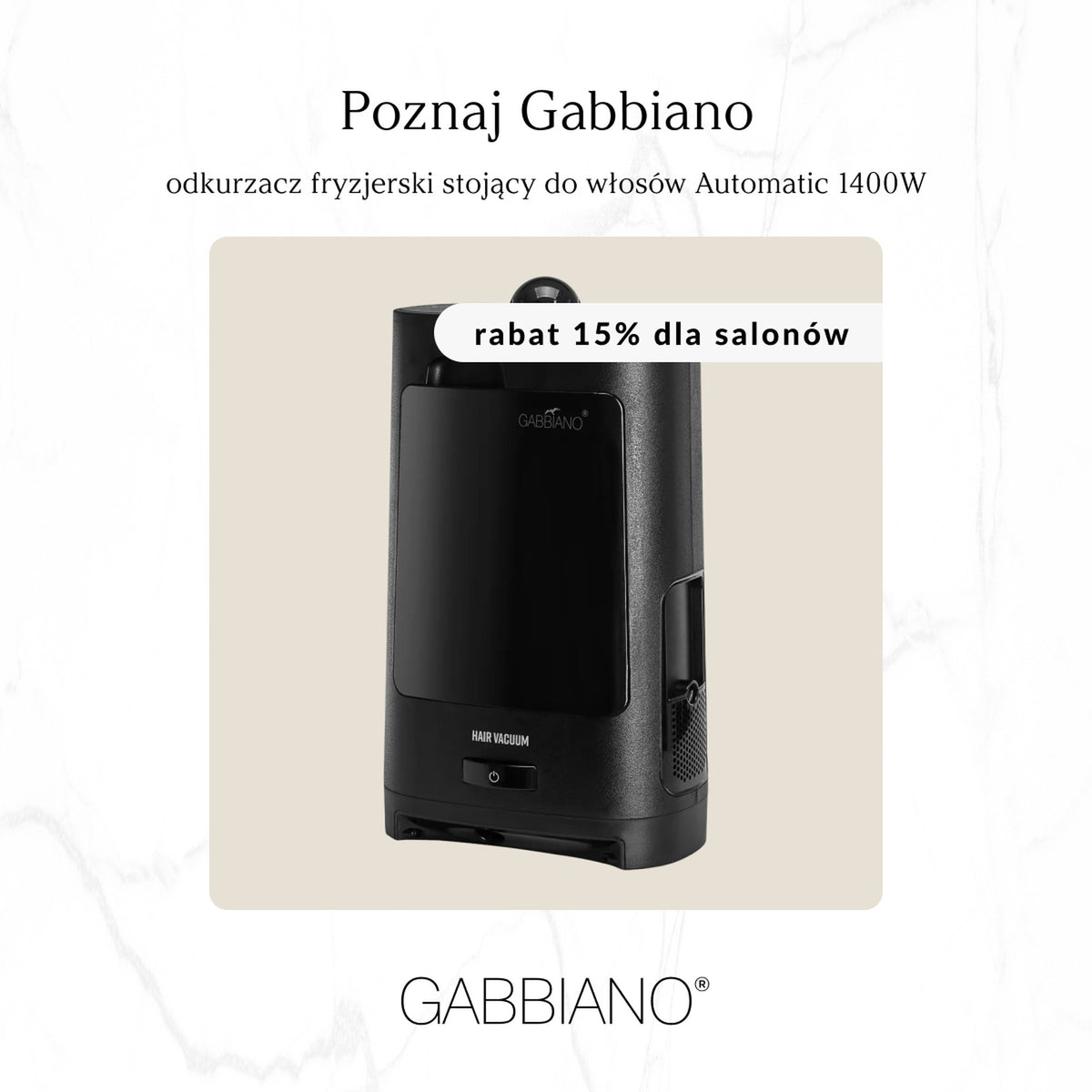 Gabbiano Aspirapolvere Automatico 1400W per Parrucchiere