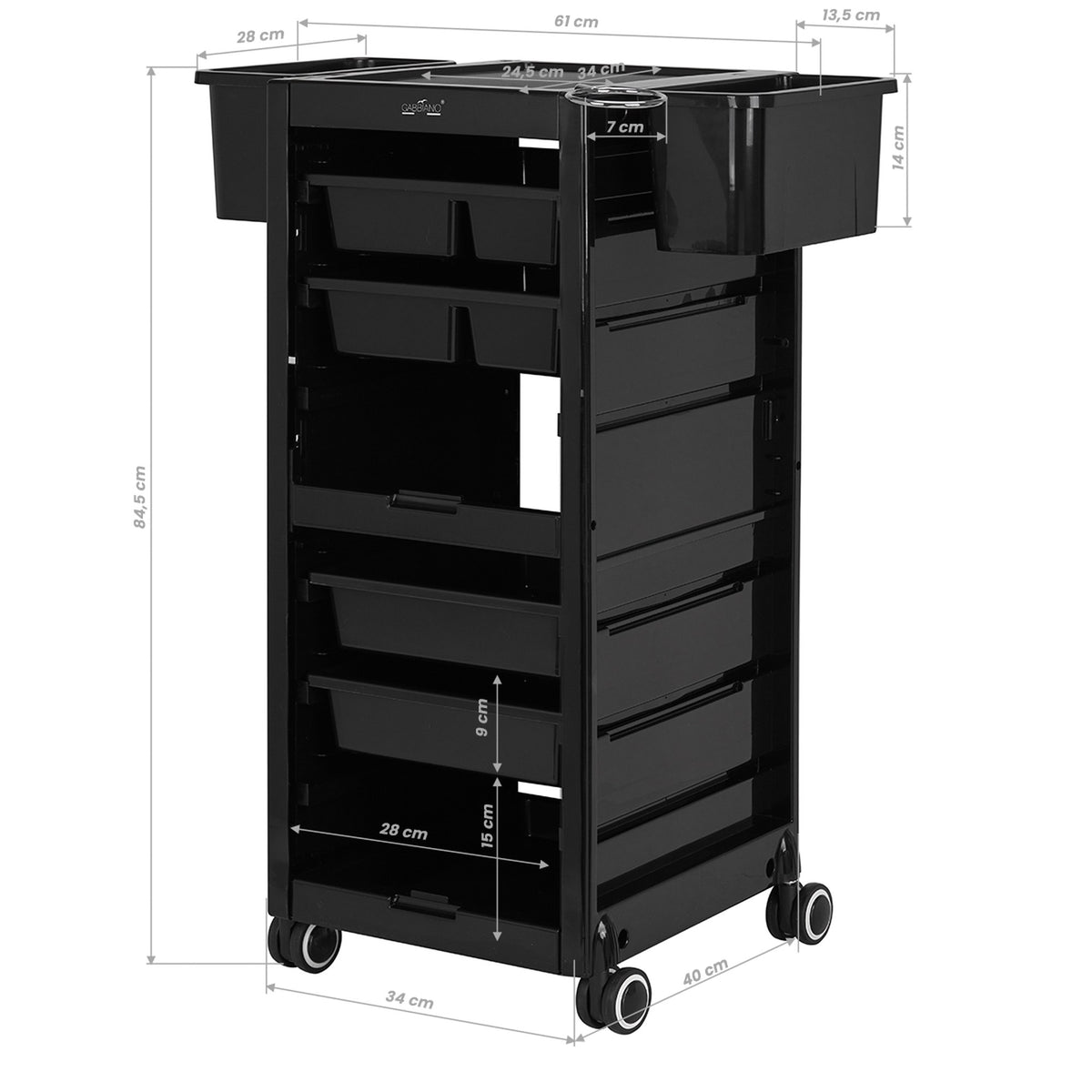 Gabbiano Carrello 68A per Parrucchiere - Nero