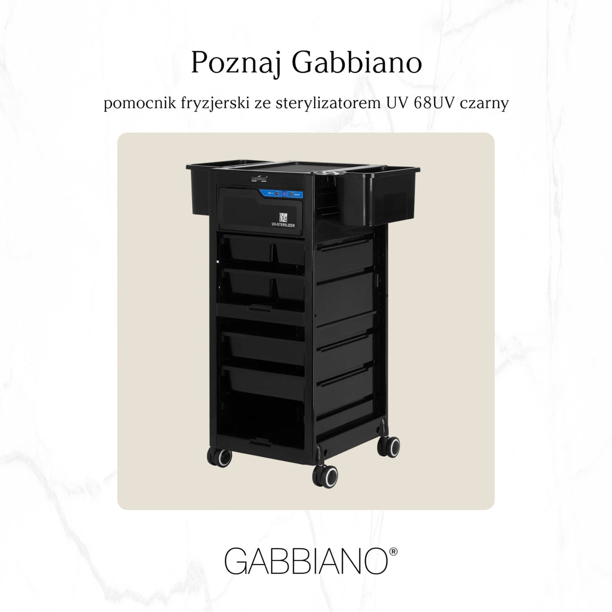 Gabbiano Carrello 68UV con Sterilizzatore per Parrucchiere - Nero
