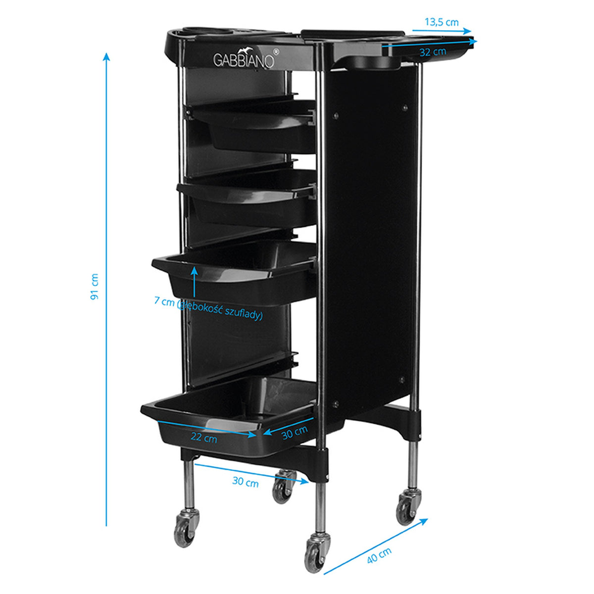 Gabbiano Carrello FX11-2 per Parrucchiere - Nero