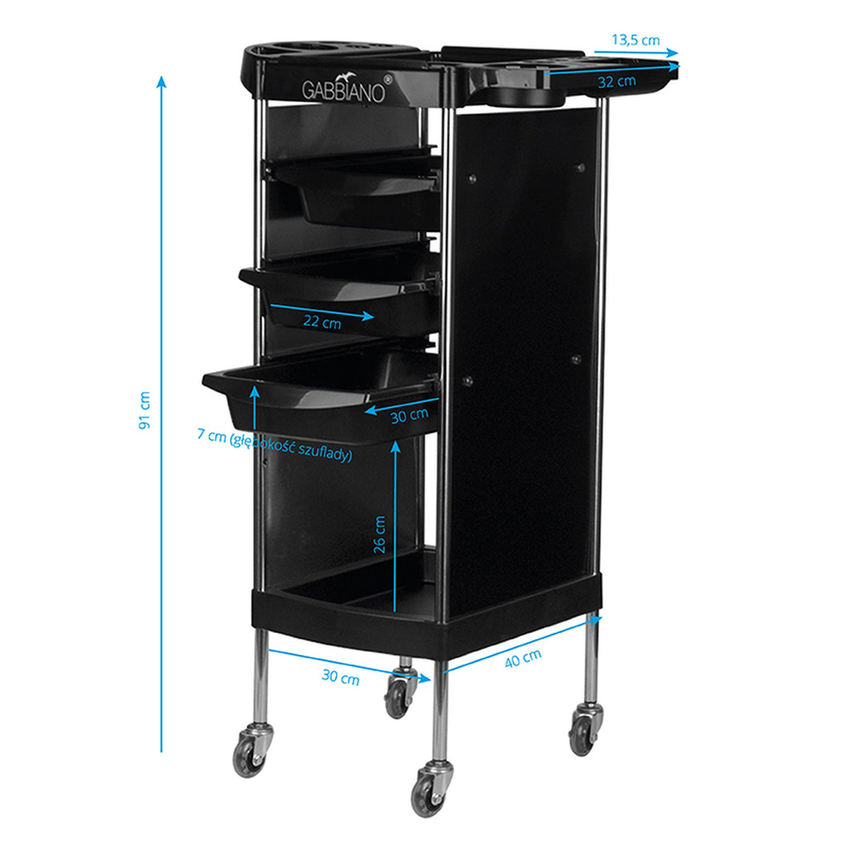 Gabbiano Carrello FX11-A per Parrucchiere - Nero
