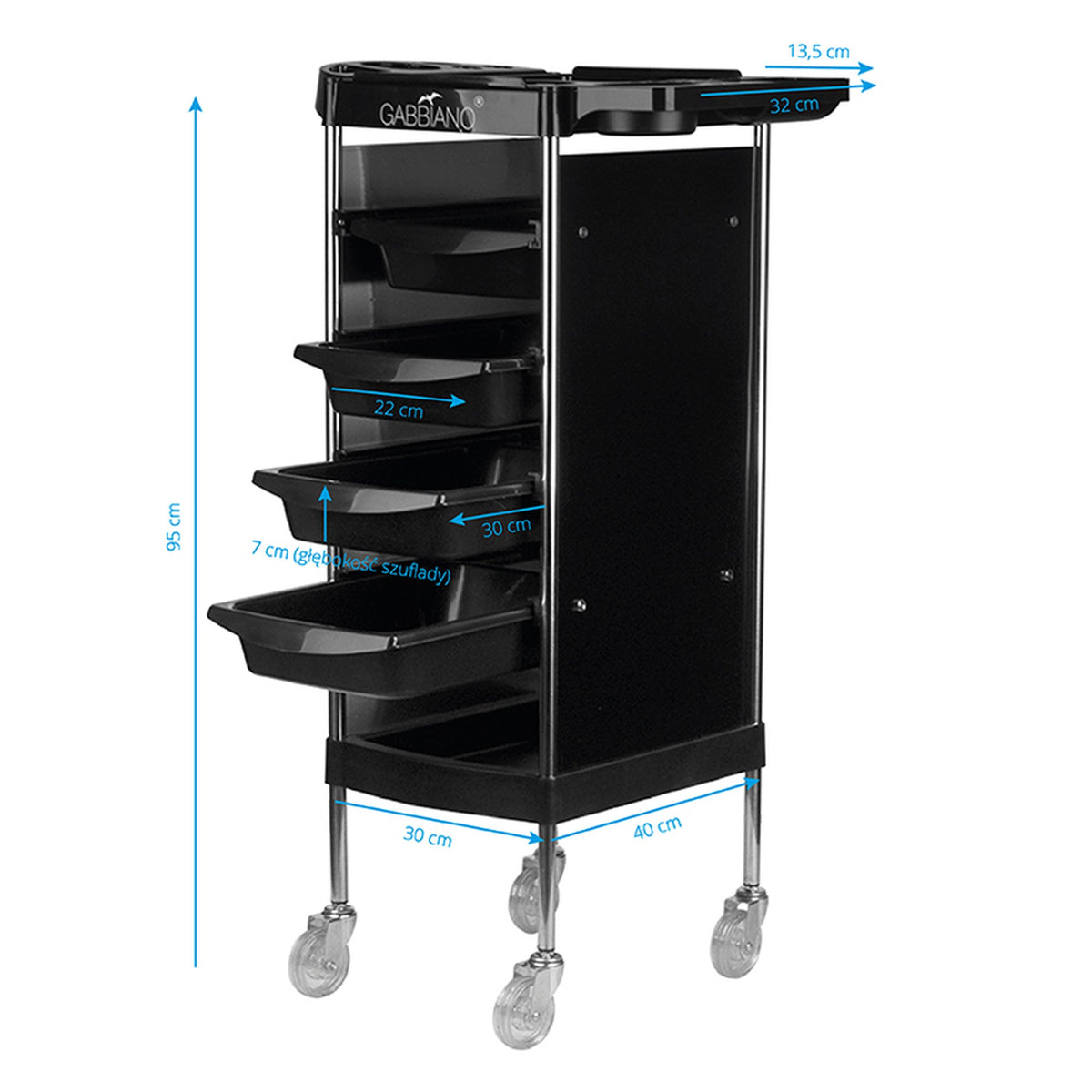 Gabbiano Carrello FX11-B per Parrucchiere - Nero