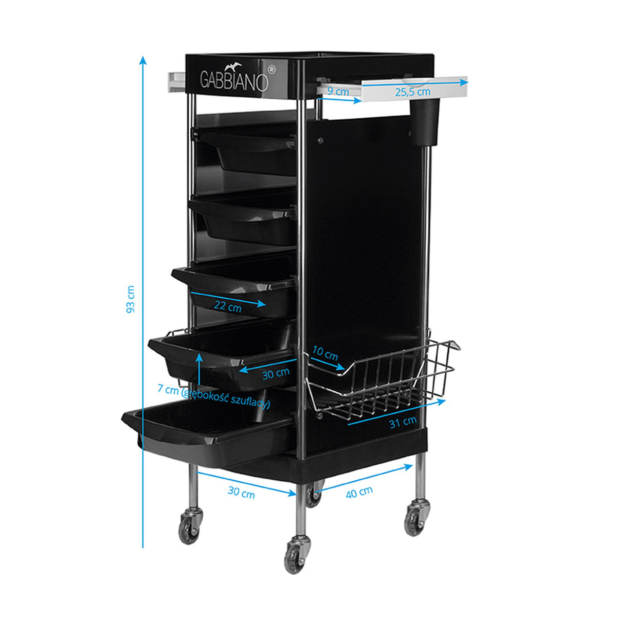 Gabbiano Carrello FX11-E per Parrucchiere - Nero