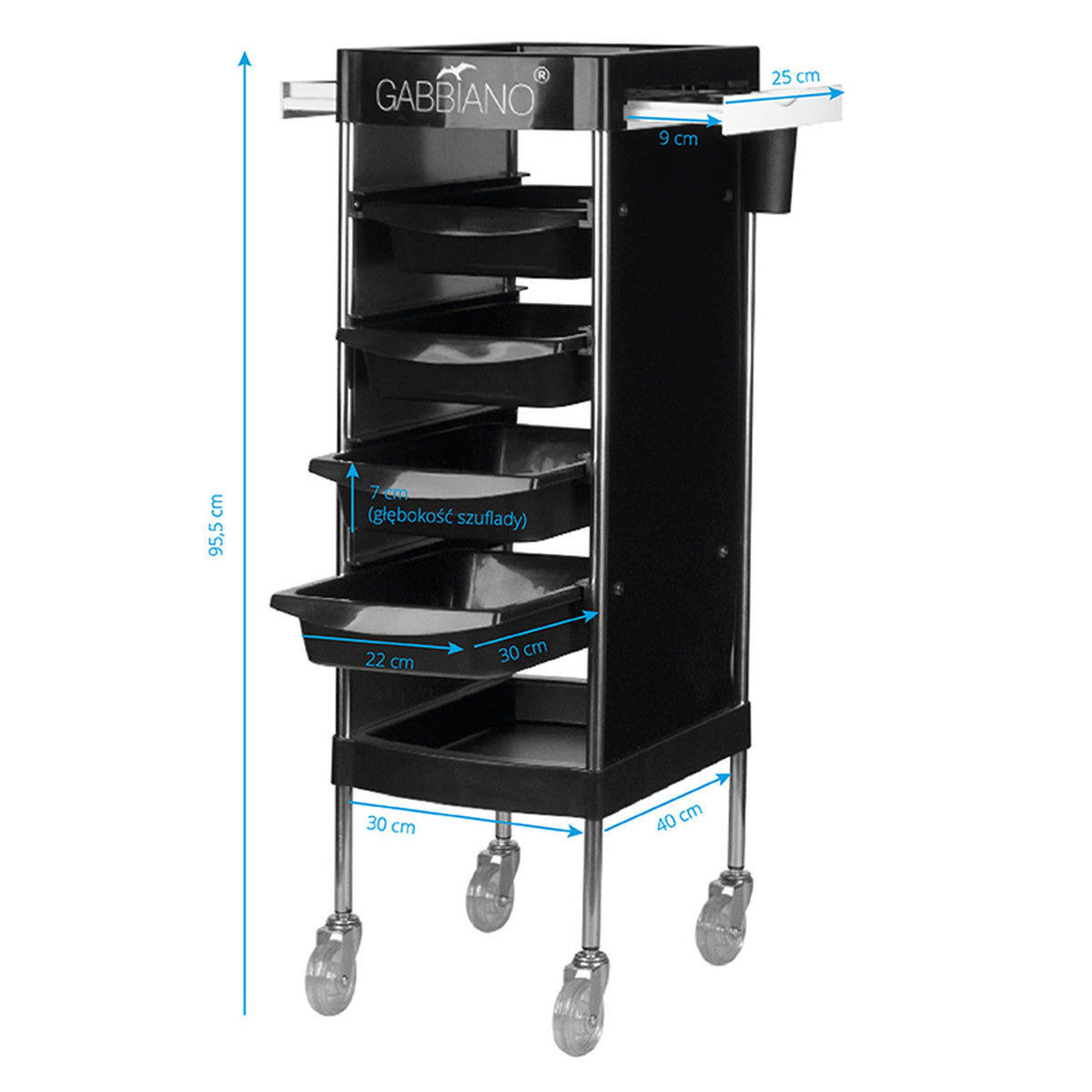 Gabbiano Carrello FX11-F per Parrucchiere - Nero