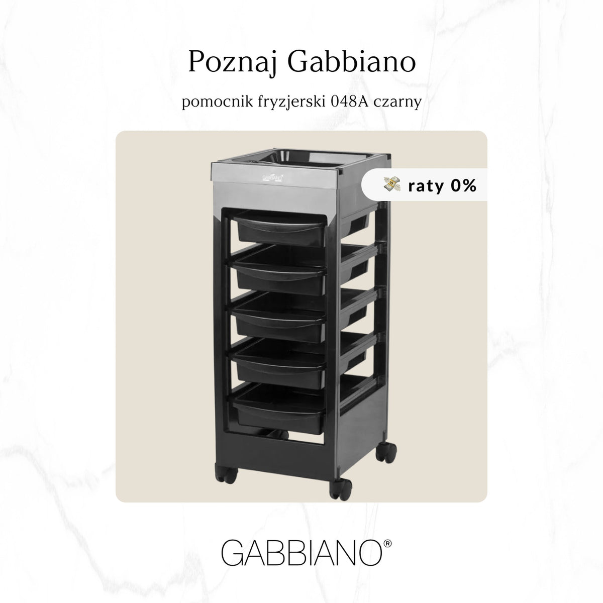Gabbiano Carrello Porta Attrezzi 048A Parrucchiere - Nero