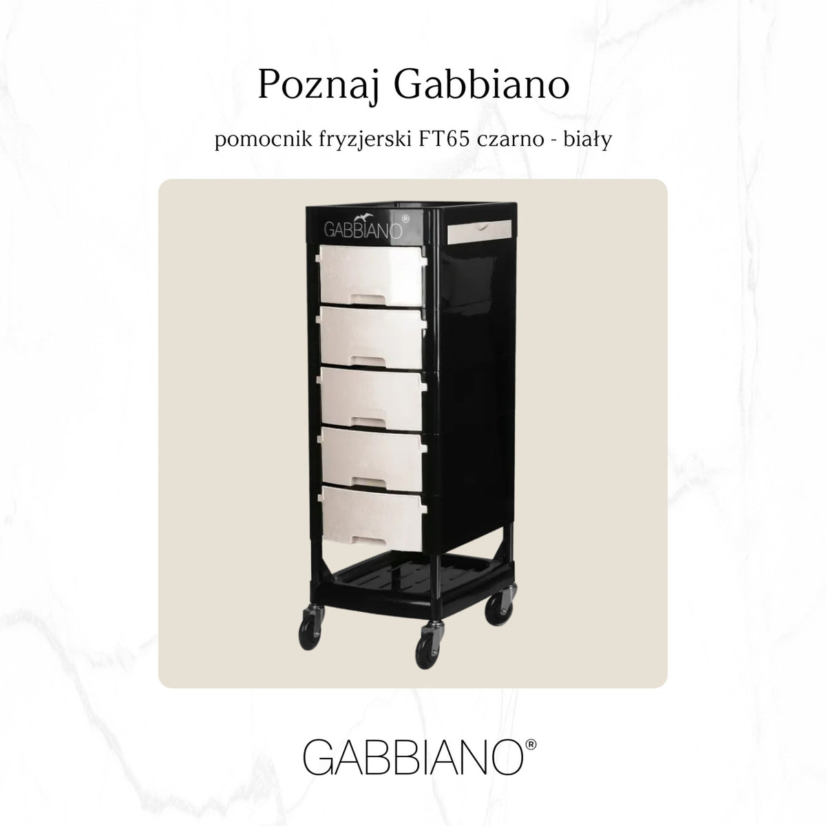 Gabbiano Carrello Porta Attrezzi FT65 Parrucchiere - Nero Bianco