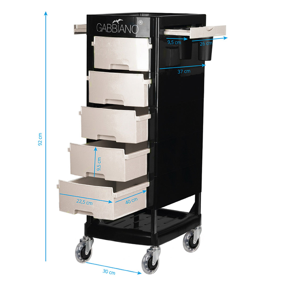 Gabbiano Carrello Porta Attrezzi FT65 Parrucchiere - Nero Bianco