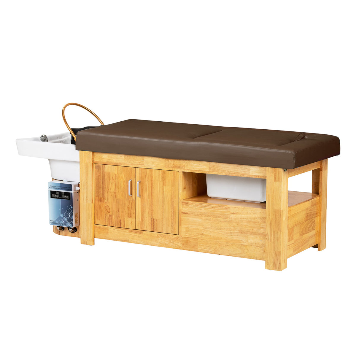 Gabbiano Head Spa Bali Lettino Massaggio Elettrico con Lavatesta - Marrone