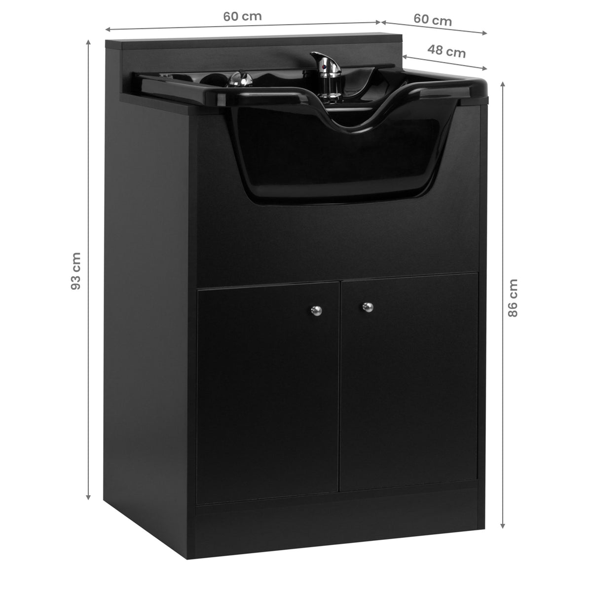 Gabbiano Lavaggio Mobile BB06 per Parrucchiere - Nero
