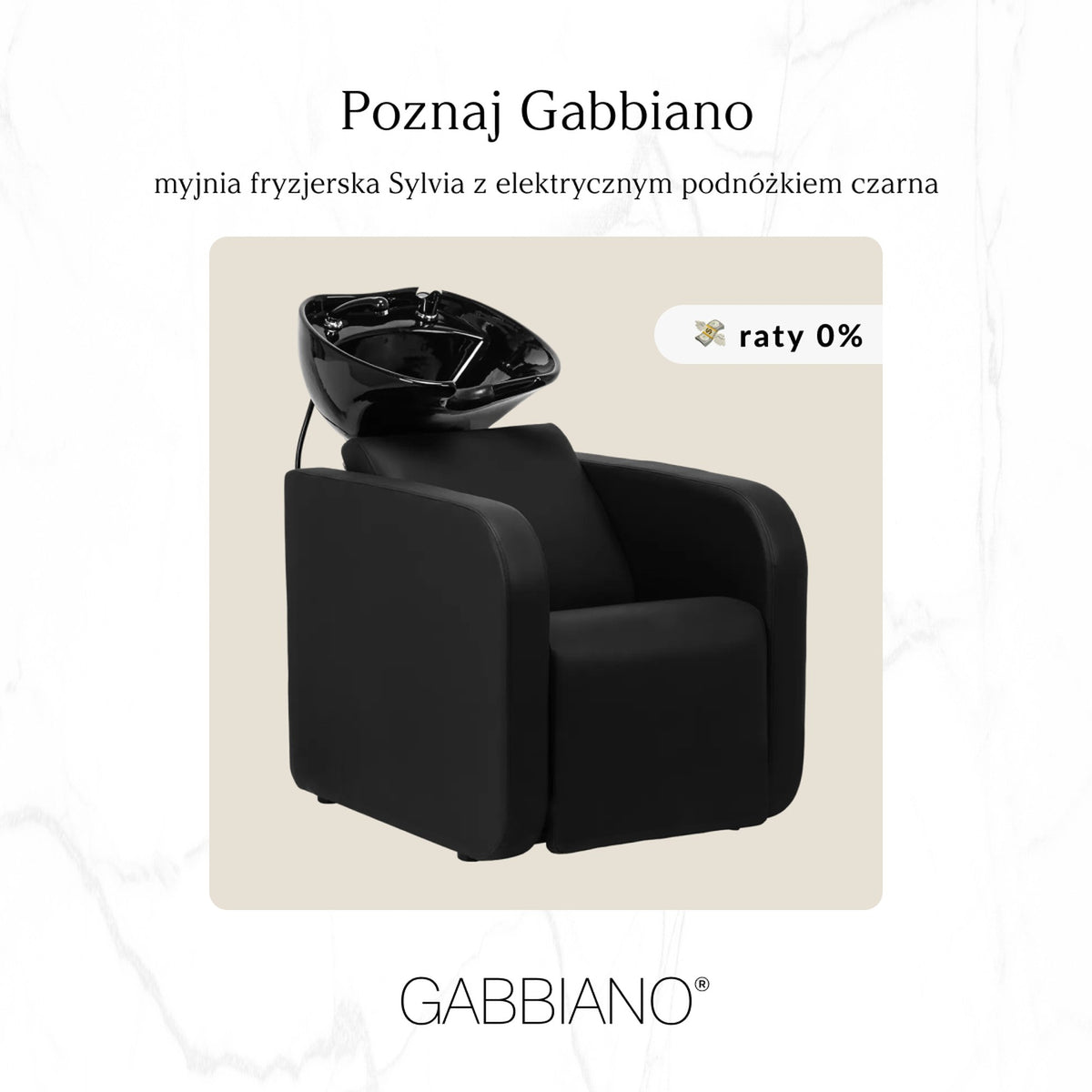 Gabbiano Lavaggio Sylvia Poggiapiedi Elettrico per Parrucchiere - Nero