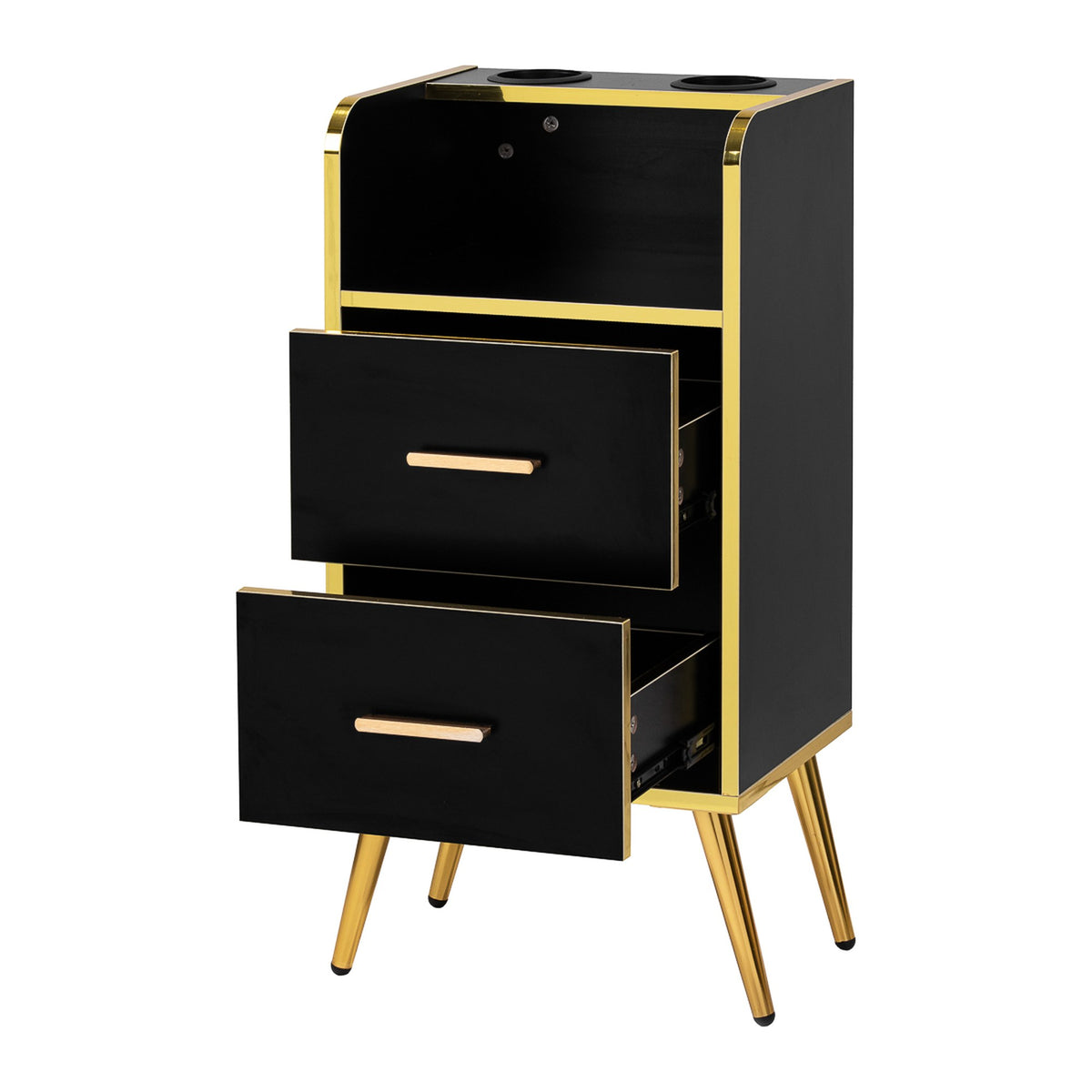 Gabbiano Mobiletto Trix per Parrucchiere - Nero Oro