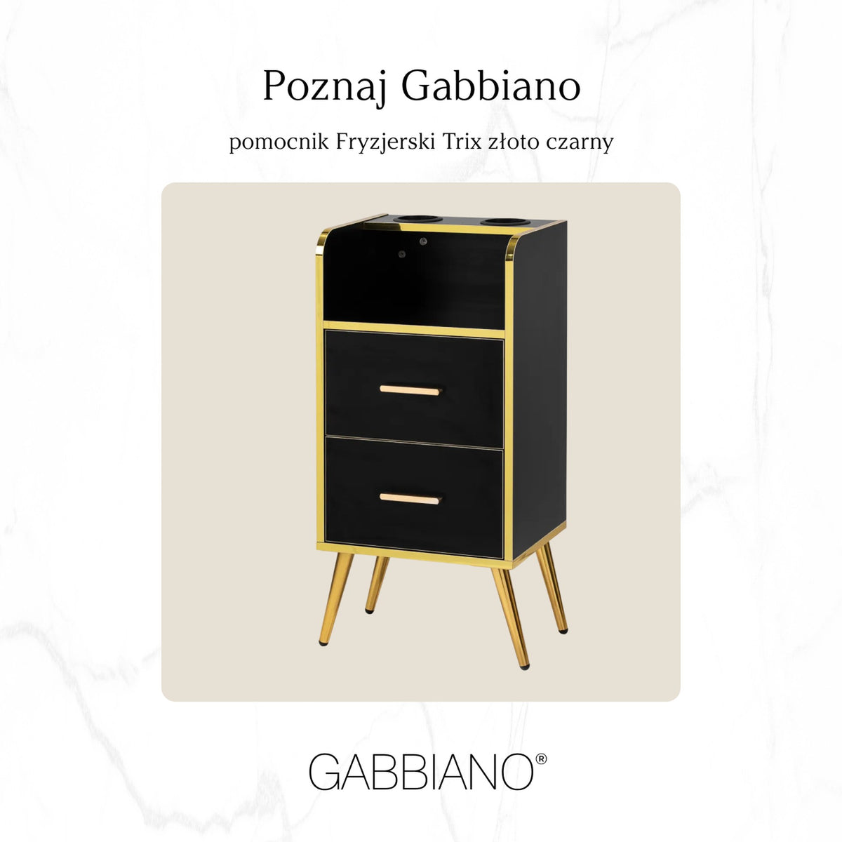 Gabbiano Mobiletto Trix per Parrucchiere - Nero Oro
