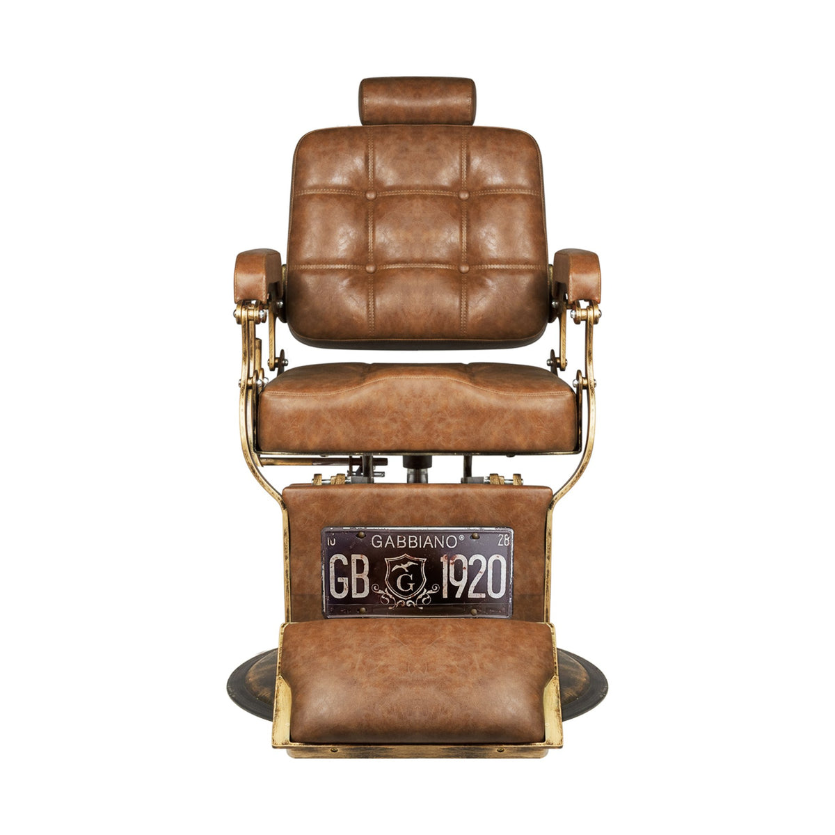 Gabbiano Poltrona Boss Old Leather per Parrucchiere - Marrone Chiaro