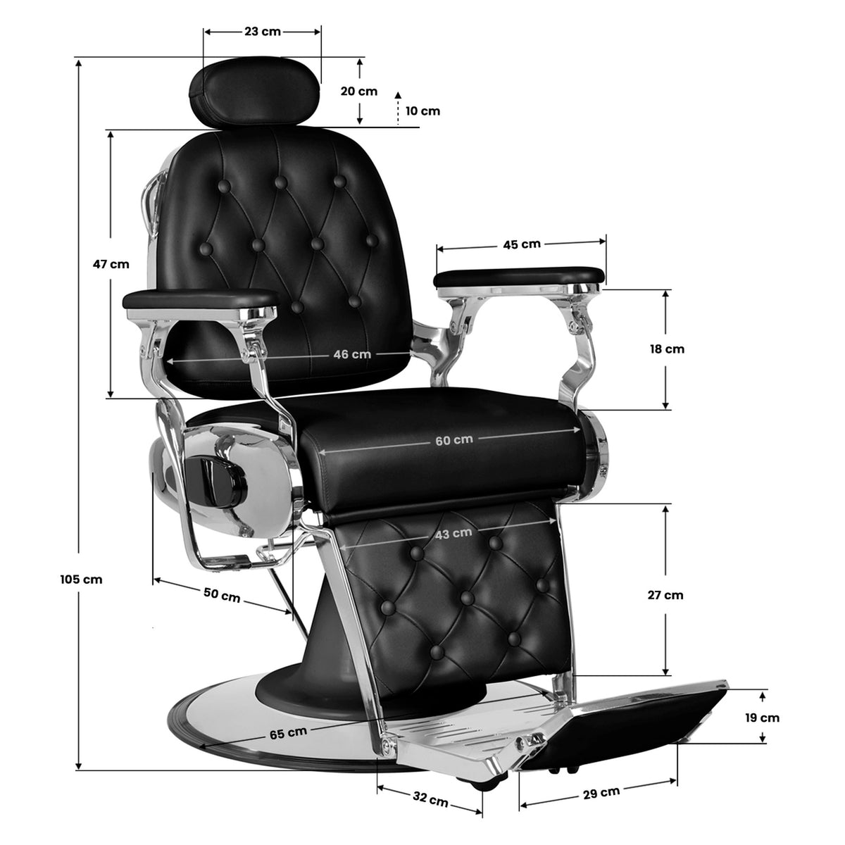 Gabbiano Poltrona Francesco per Parrucchiere - Nero Cromo