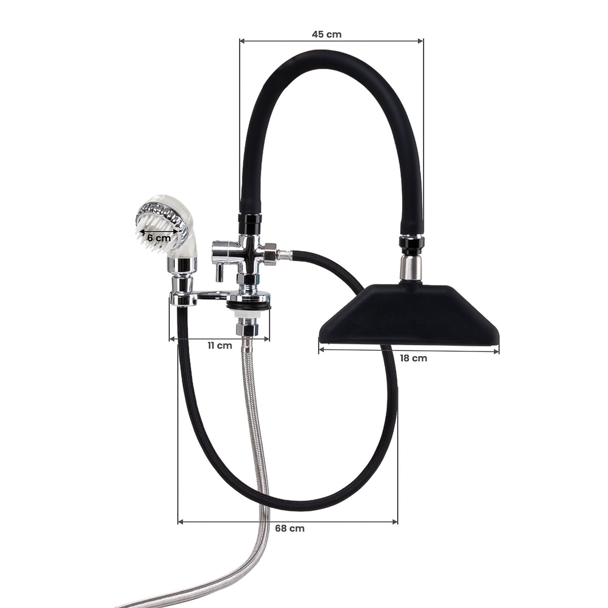 Gabbiano Rubinetto a Cascata per Parrucchiere - Nero