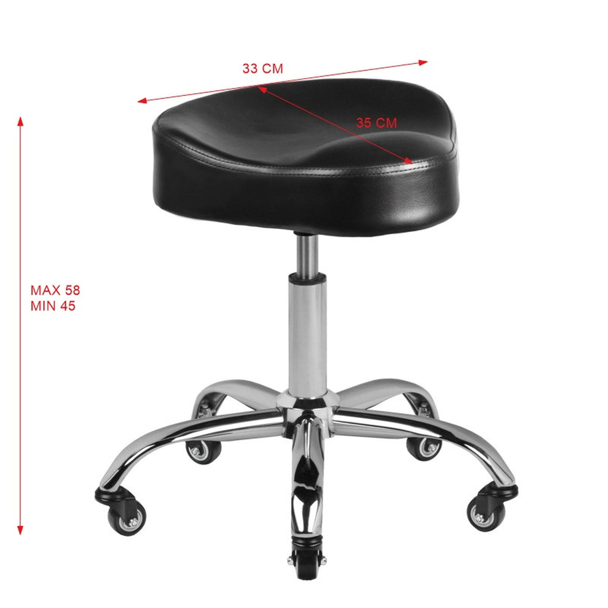 Gabbiano Sgabello A450 con Rotelle - Nero