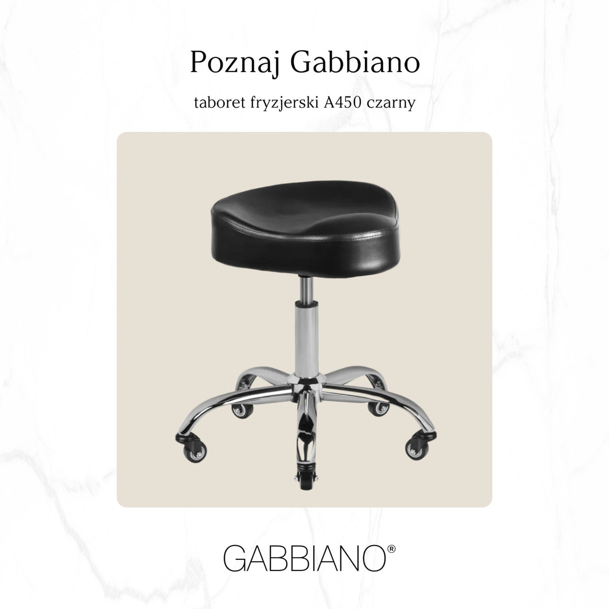 Gabbiano Sgabello A450 con Rotelle - Nero