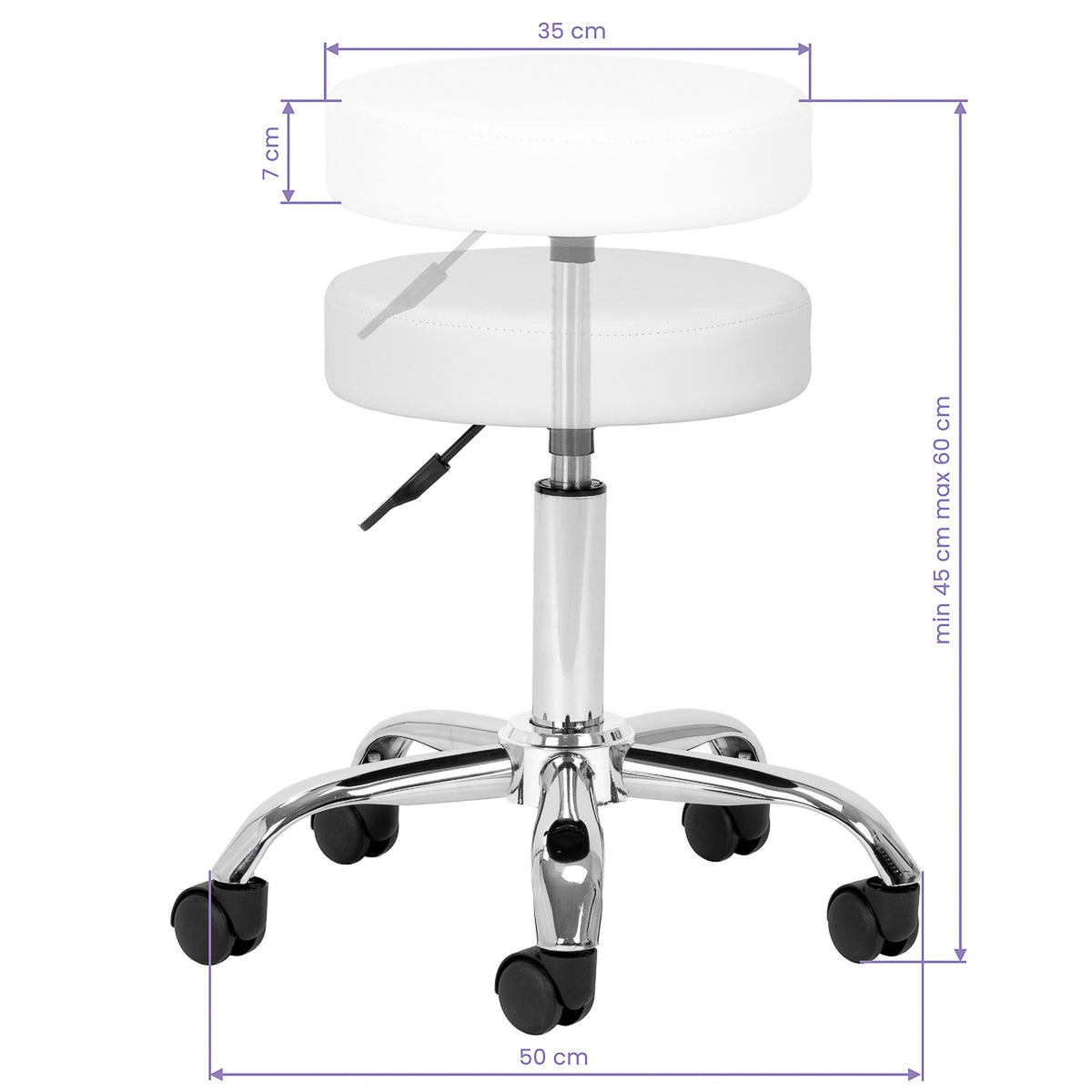 Gabbiano Sgabello AM-310 con Rotelle - Bianco
