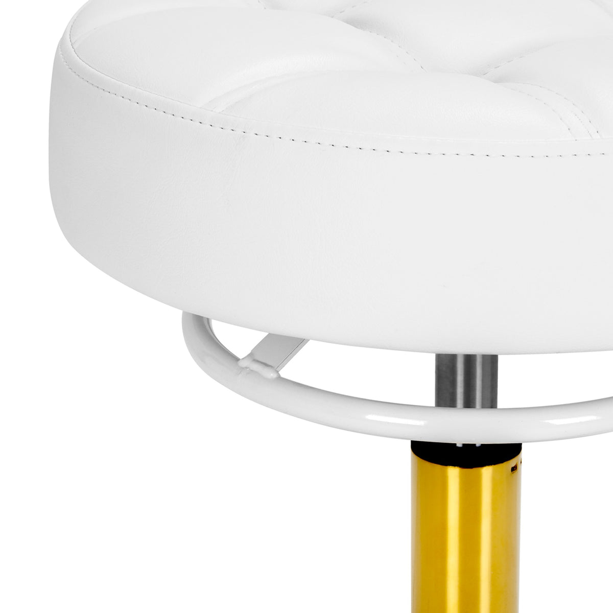 Gabbiano Sgabello D054G con Rotelle - Gold Bianco
