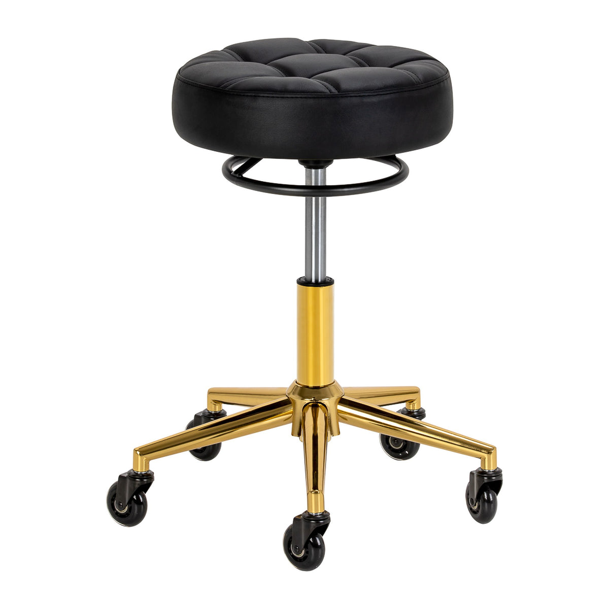Gabbiano Sgabello D054G con Rotelle - Gold Nero