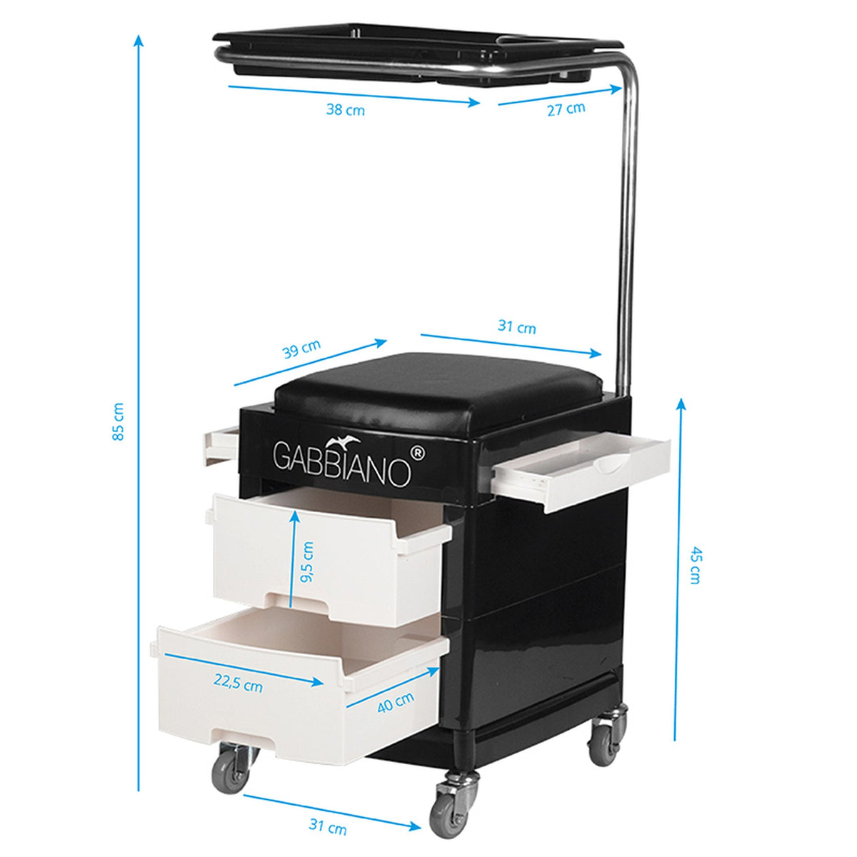Gabbiano Sgabello Poggiapiedi 16 Plus per Pedicure - Nero Bianco