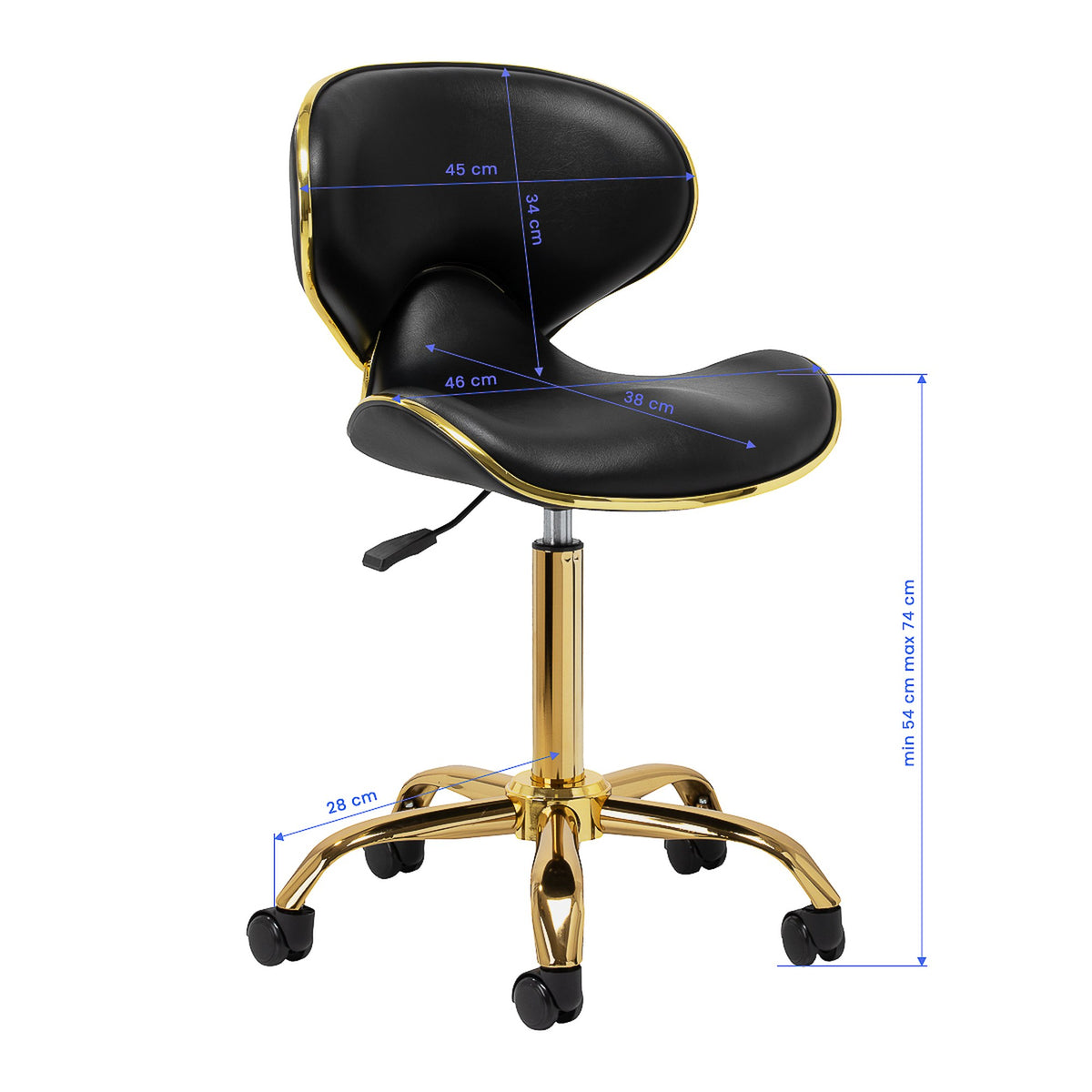 Gabbiano Sgabello Q-4599G con Rotelle - Nero