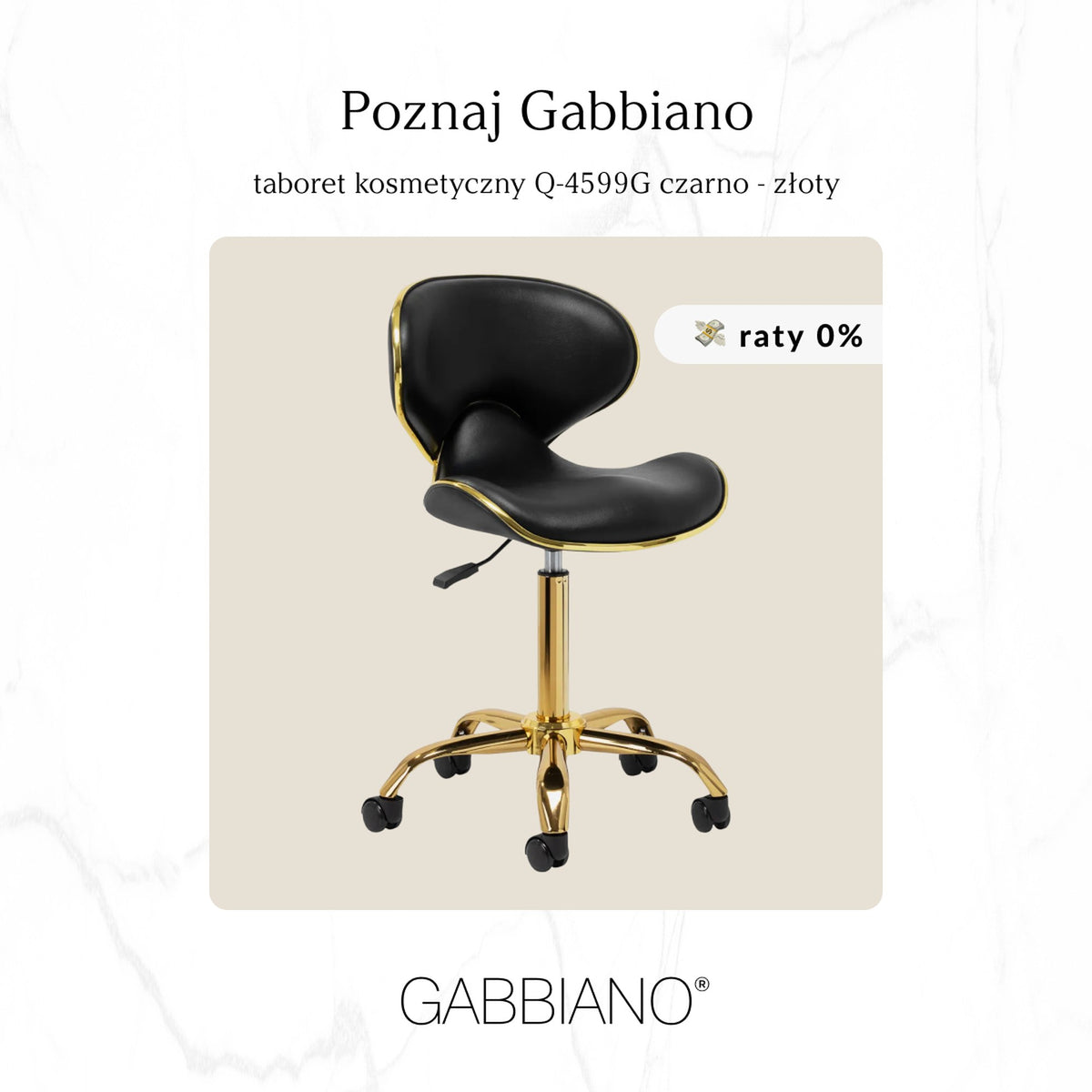 Gabbiano Sgabello Q-4599G con Rotelle - Nero