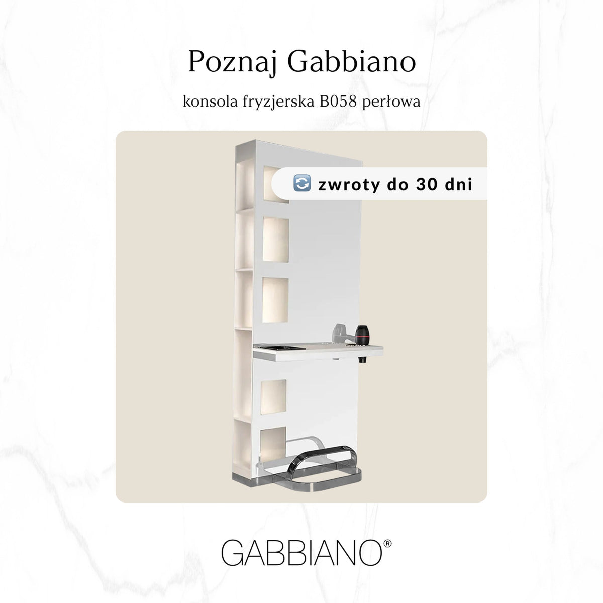 Gabbiano Specchiera B058 Ciliegio per Parrucchiere - Perla