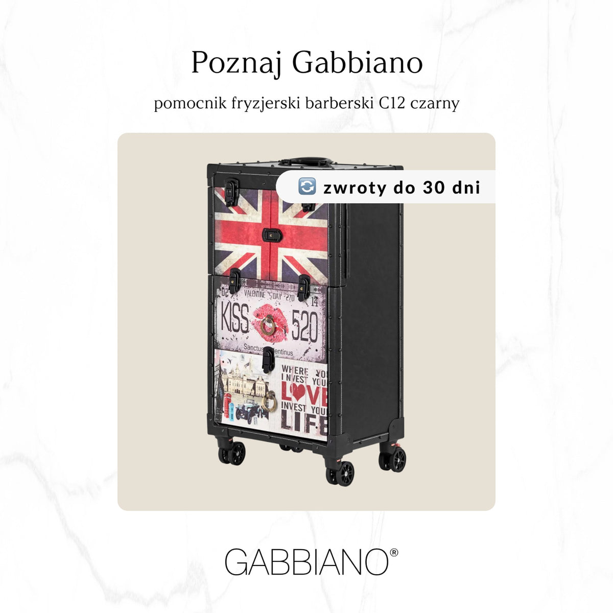 Gabbiano Valigia Trolley C12 per Parrucchiere - Nero