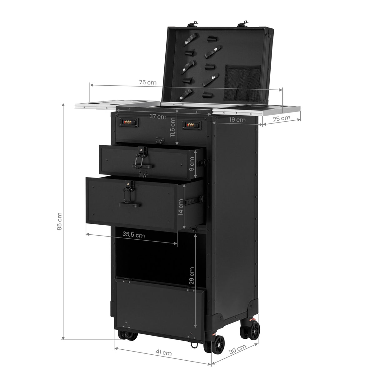 Gabbiano Valigia Trolley V21 per Parrucchiere - Nero
