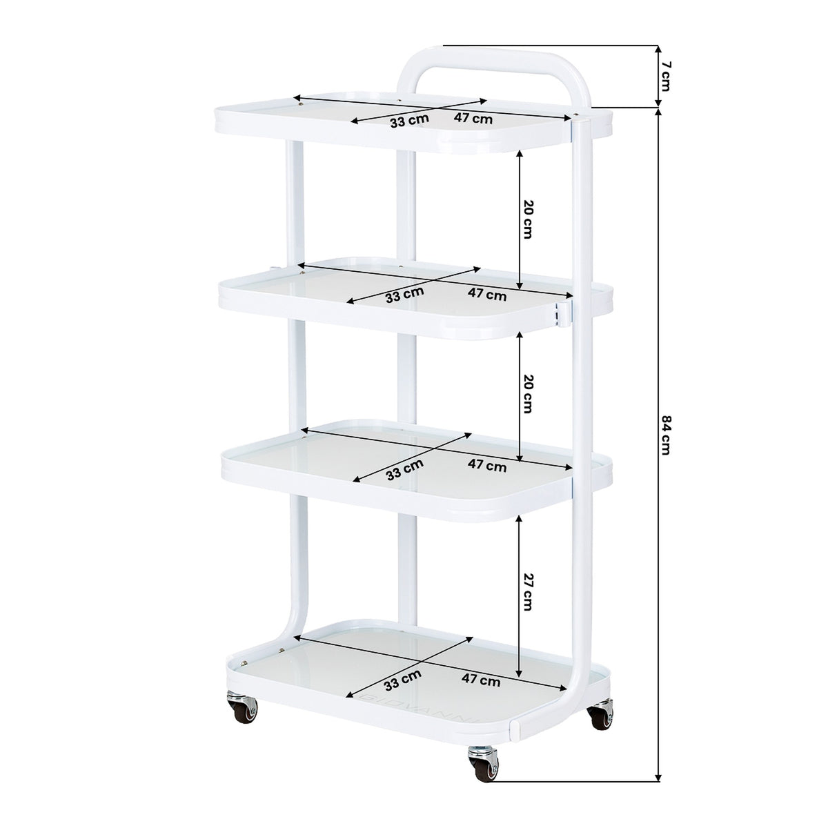 Giovanni Carrello Porta Attrezzi H6702 con Rotelle - Bianco