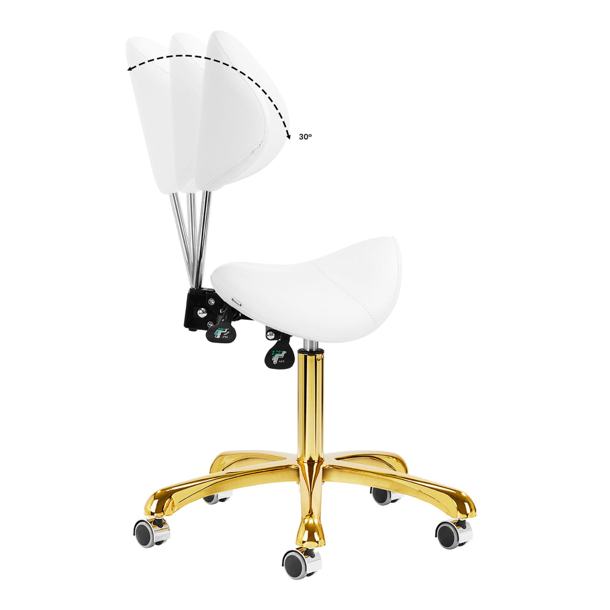 Giovanni Sgabello 1004 con Rotelle - Bianco e Oro