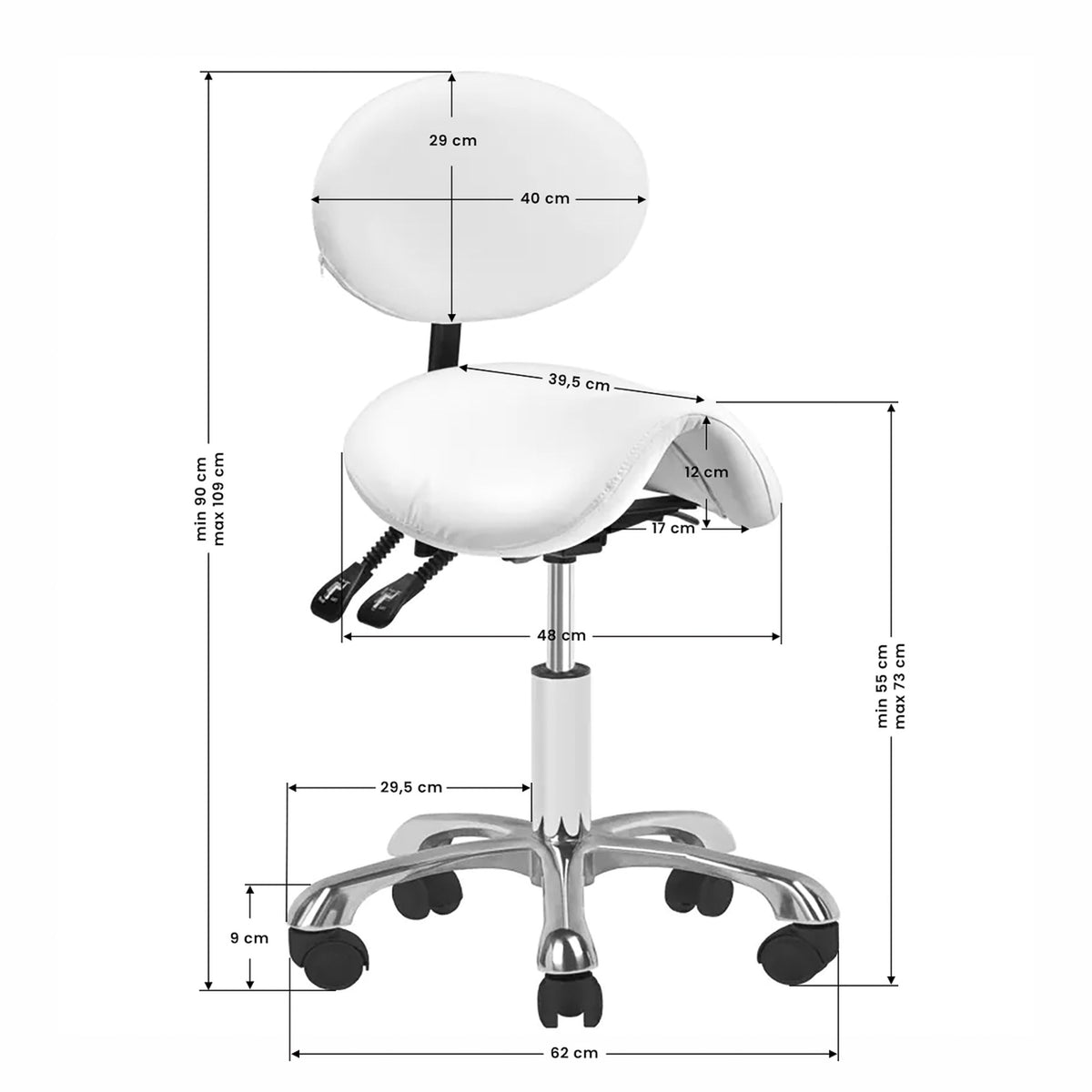 Giovanni Sgabello 1025 con Rotelle - Bianco