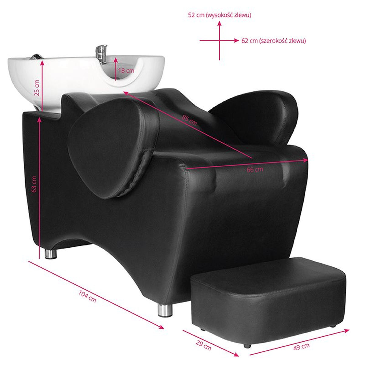 Hair System Lavaggio HSB46 per Parrucchiere - Nero